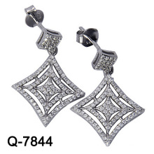 Pendientes colgantes de joyería de plata rodio (Q-7844)